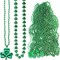 4E's Novelty St Patricks Day Beads Necklace (24 Pack) Bulk Green Beads Shamrock Necklaces, St Patricks Day Gifts Bulk, 33" Kids & Adults Party Favor Supplies Outfit Accessories